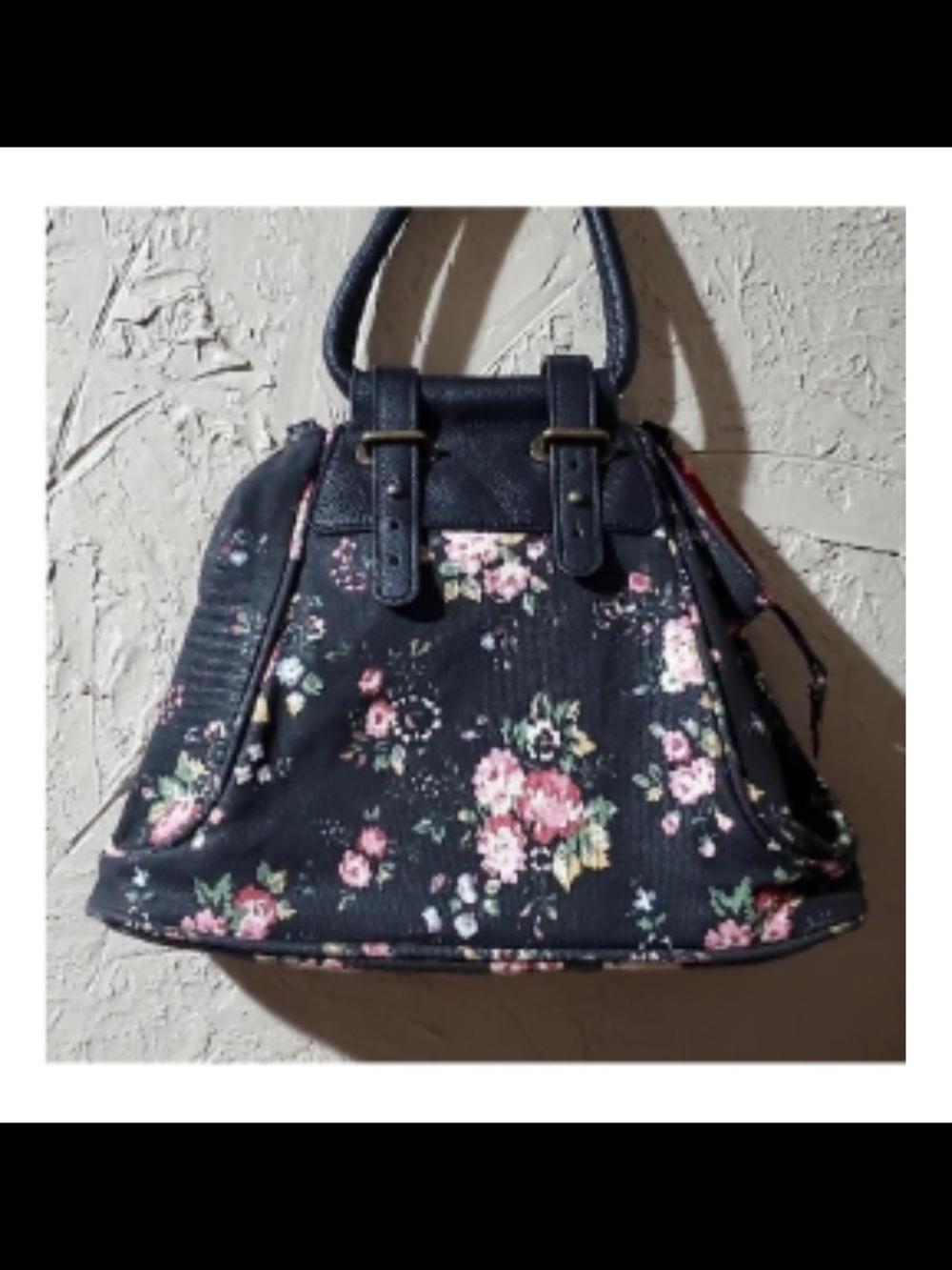 Adam Levine Collection Black Floral Tote with Pink Roses - Picture 8 of 16